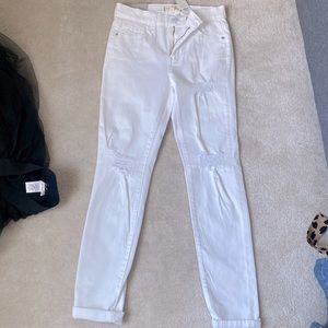 White mid rise skinny jeans